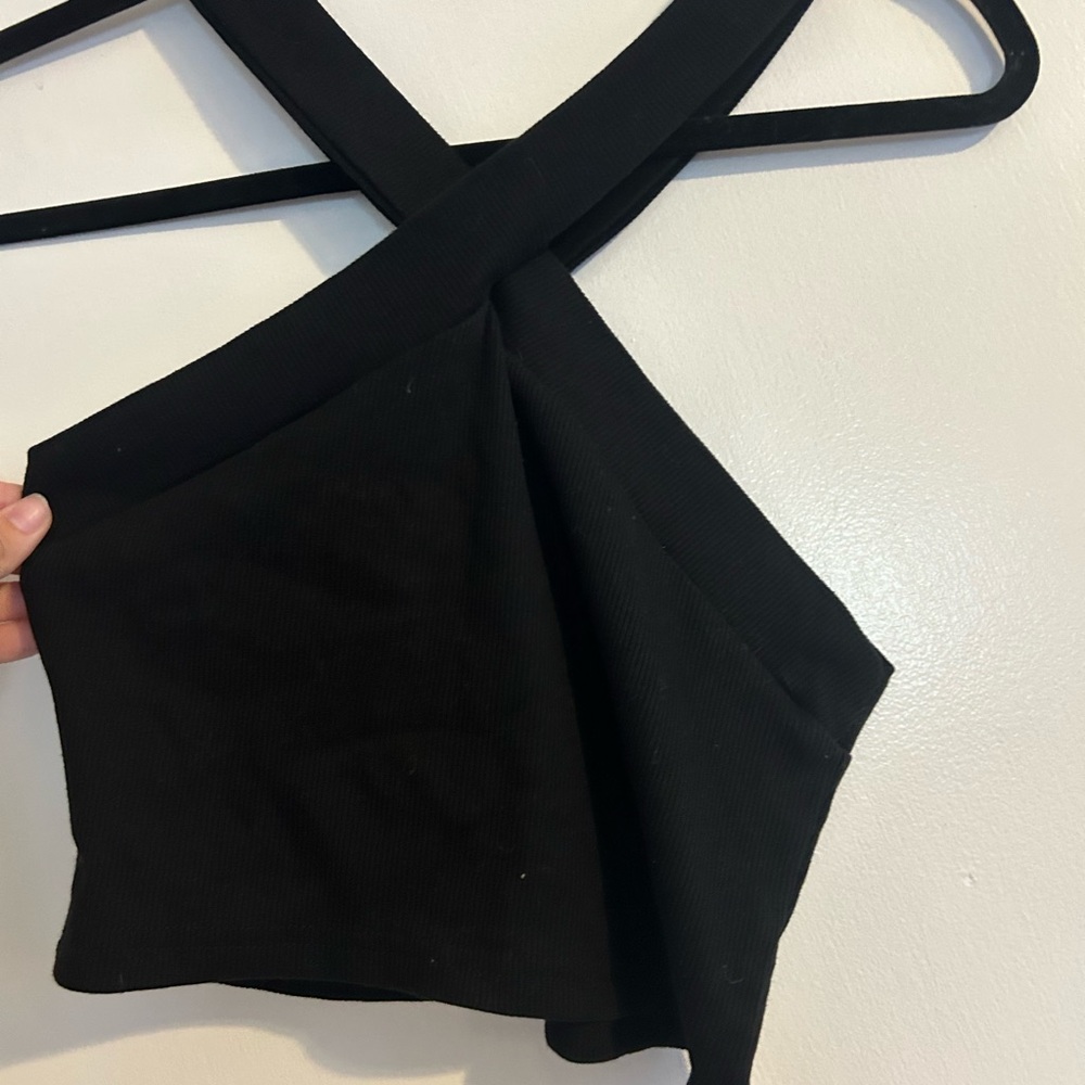 SHEIN Black Cross Halter Tank Top